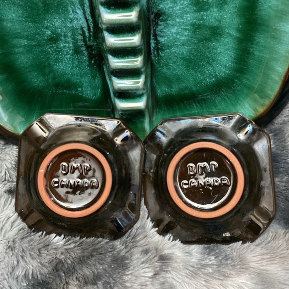 Rare and unique Green Blue Mountain  Ceramic Ashtrays set of 3 - Picture 6 of 16